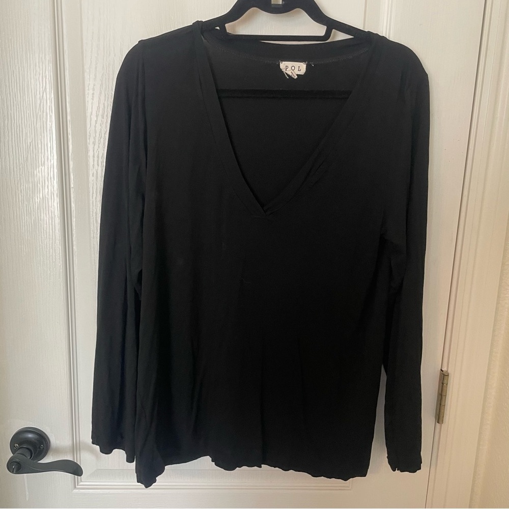 POL Black V-Neck Blouse